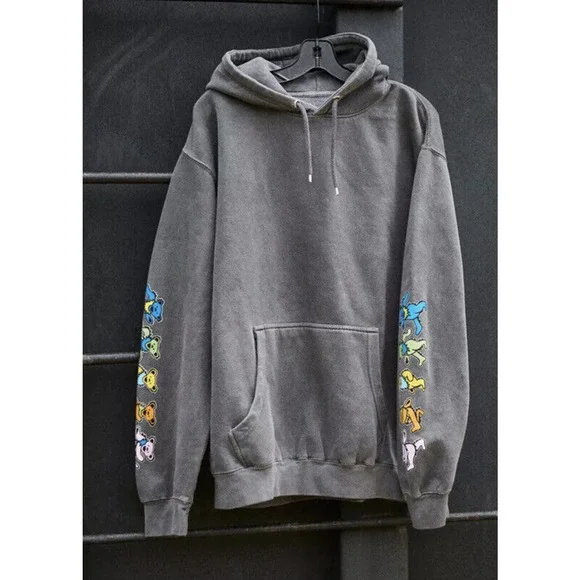 New Urban Outfitters Grateful Dead Dancing Bear Hoodie Sweatshirt Washed Black